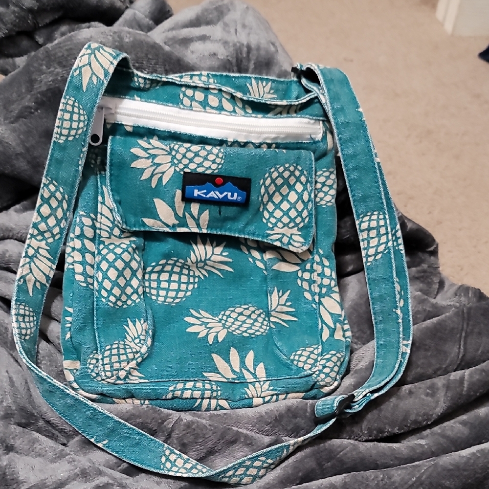Kavu Teal Pineapple Messenger Crossbody